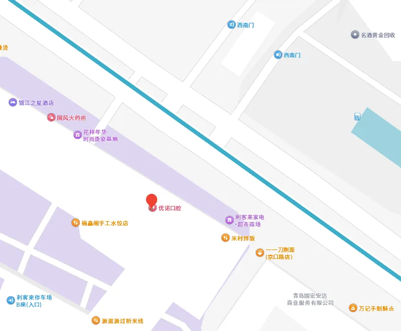 优诺口腔李沧院区来院路线地图